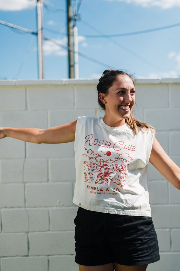 roller club | cream boxy muscle tee