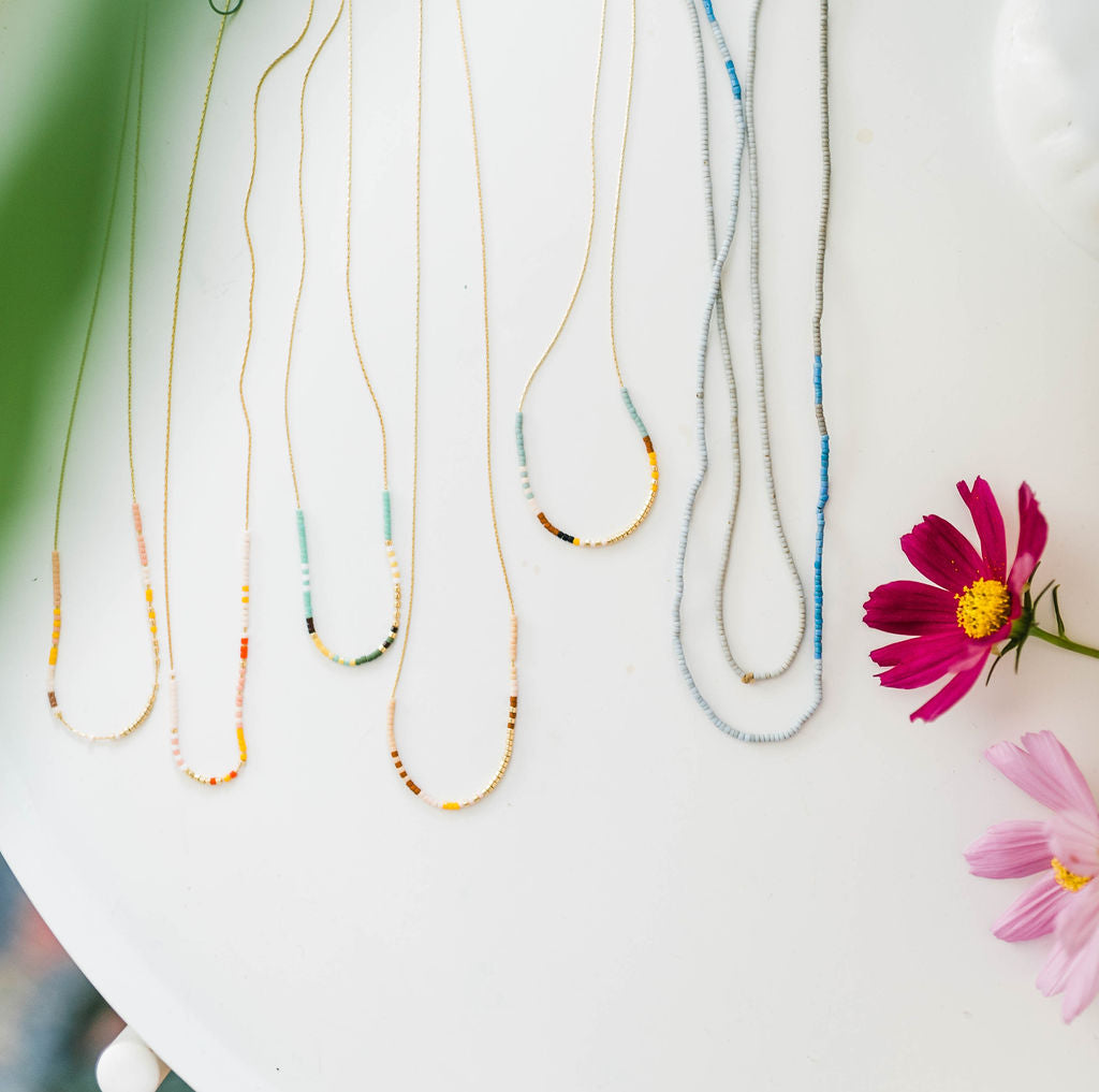 thin beaded necklace | sunrise