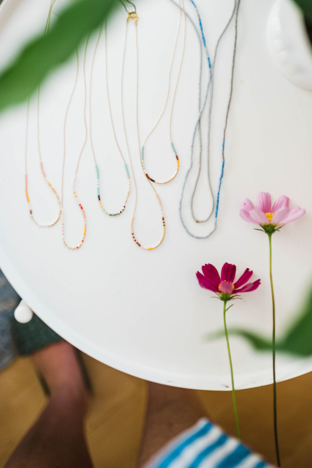 thin beaded necklace | sunrise