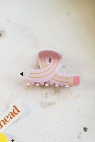 back to school teacher pencil hair claw clip | pink