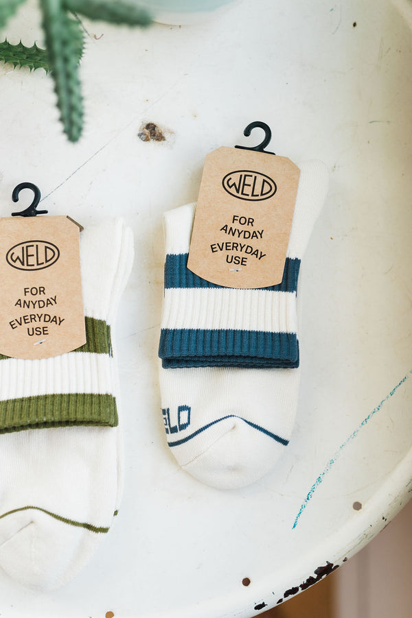 striped quarter socks | slate blue