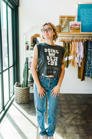 doing my best club | faded black boxy muscle tee