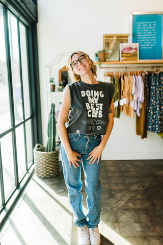 doing my best club | faded black boxy muscle tee