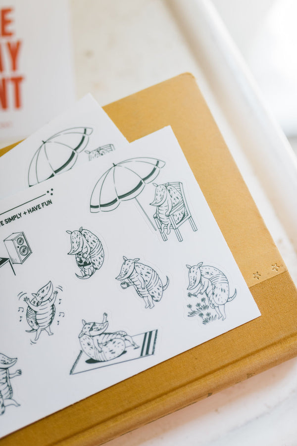 armadillo fun |  sticker sheet