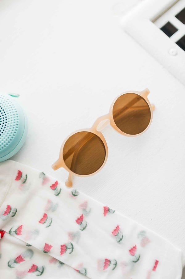 round frame sunglasses | cream brown
