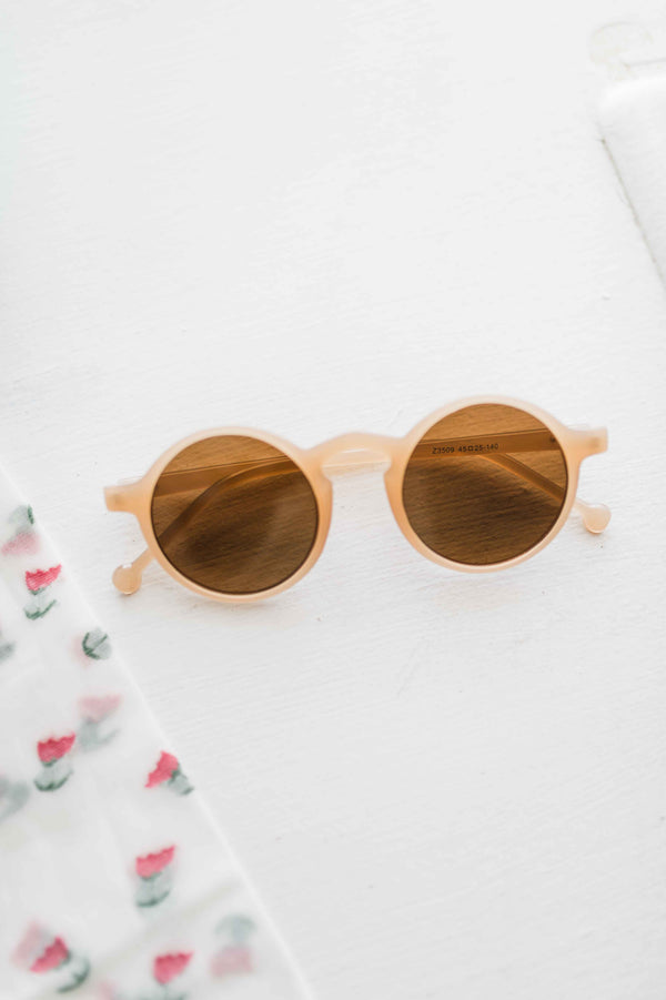 round frame sunglasses | cream brown