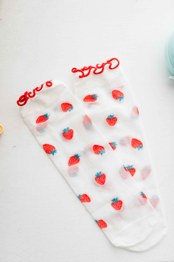 thin fruit socks | strawberry
