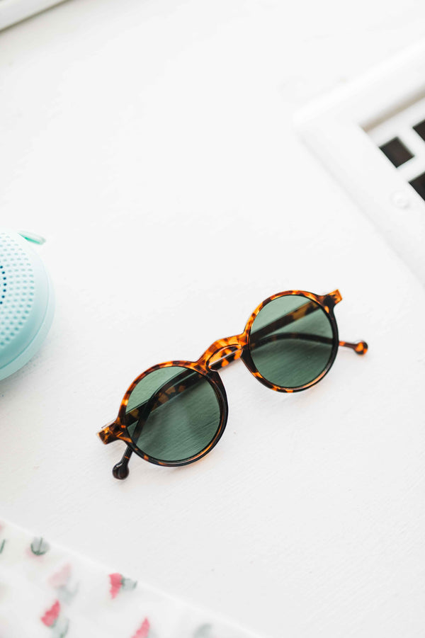 round frame sunglasses | leopard