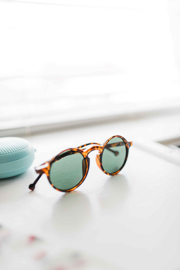 round frame sunglasses | leopard