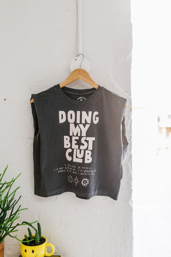 doing my best club | faded black boxy muscle tee