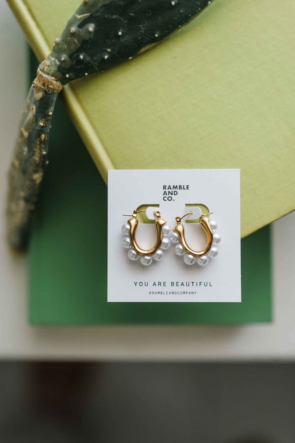 pearl ball hoop | earring