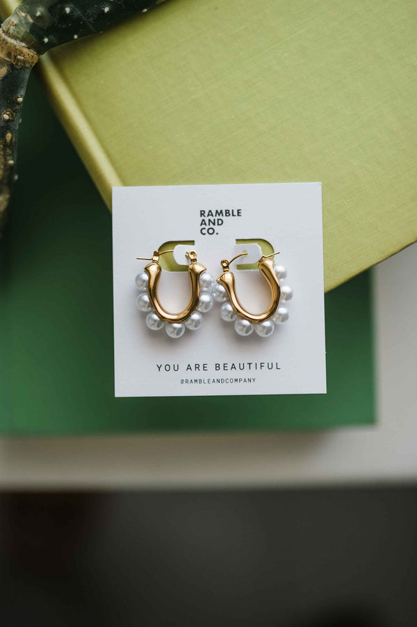 pearl ball hoop | earring