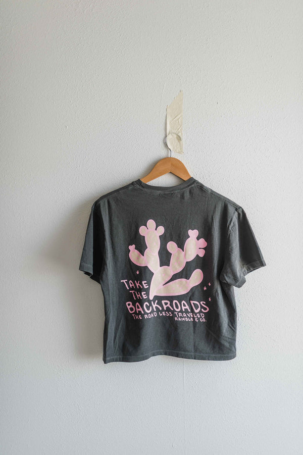 take the backroads | pepper boxy cropped tee