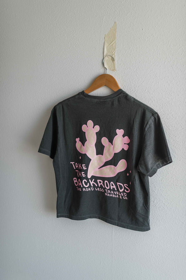 take the backroads | pepper boxy cropped tee