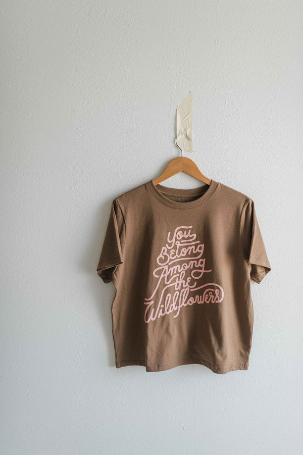 you belong among the wildflowers | vintage brown crop