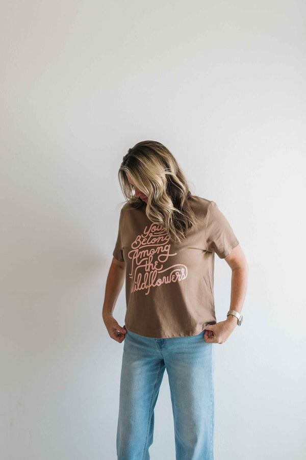 you belong among the wildflowers | vintage brown crop