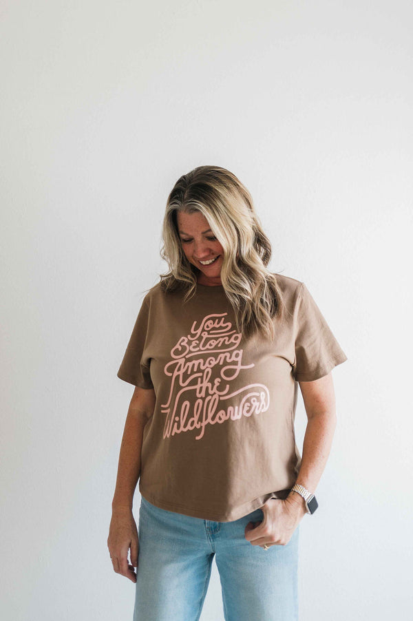 you belong among the wildflowers | vintage brown crop