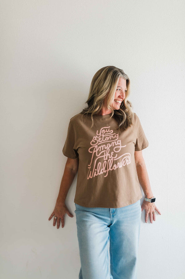 you belong among the wildflowers | vintage brown crop