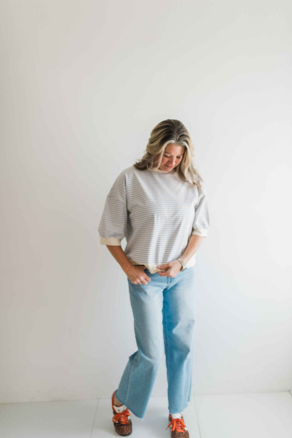 penny loose fit top | lavender stripe