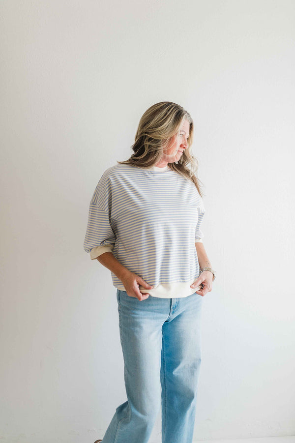 penny loose fit top | lavender stripe