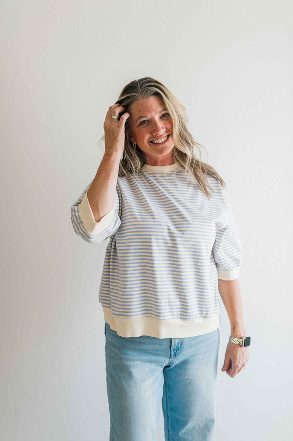 penny loose fit top | lavender stripe