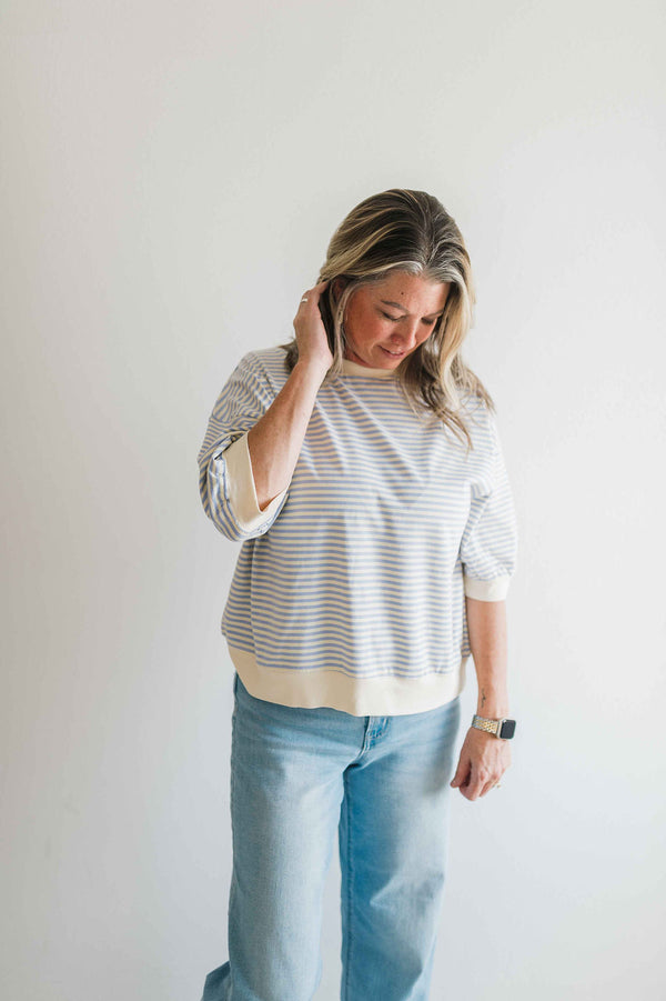 penny loose fit top | lavender stripe