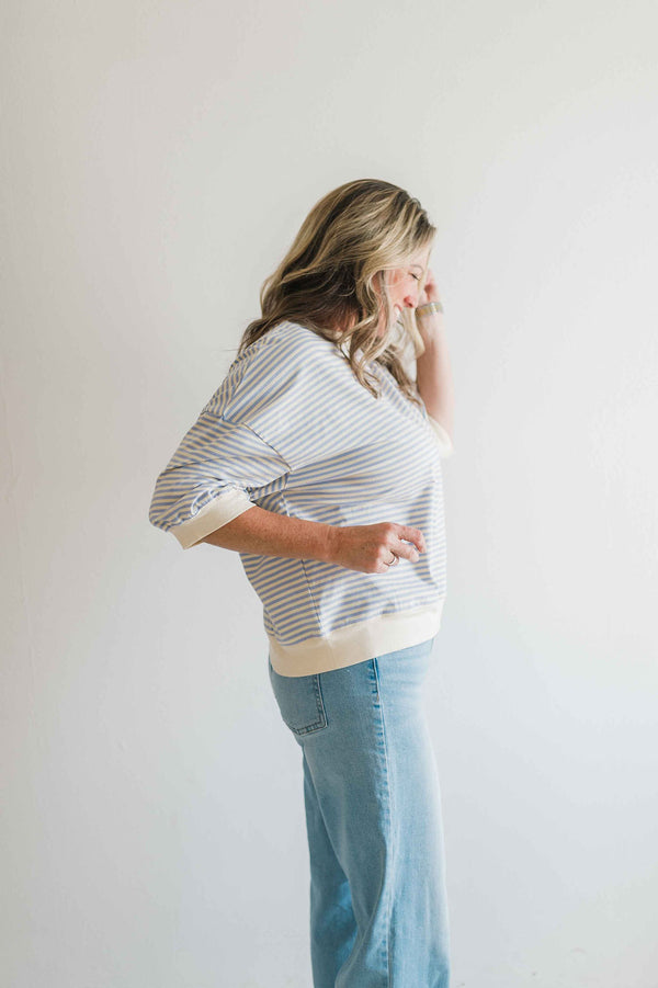 penny loose fit top | lavender stripe