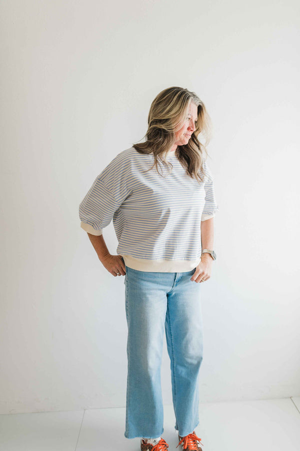 penny loose fit top | lavender stripe