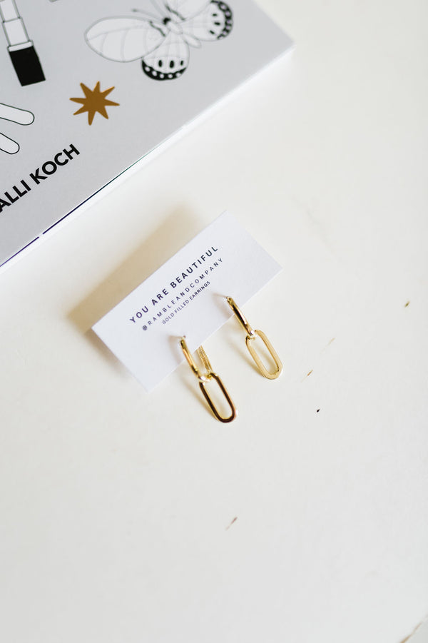 geometric oval hoops | 14k gold filled earrings