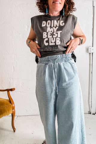 doing my best club | faded black boxy muscle tee