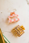 pink checkered | 2 inch claw clip