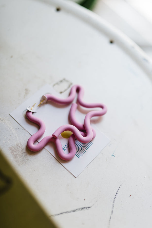 squiggle hoop | polymer clay earrings