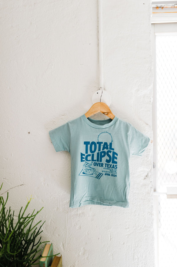 total eclipse over texas | dusty blue kids tee