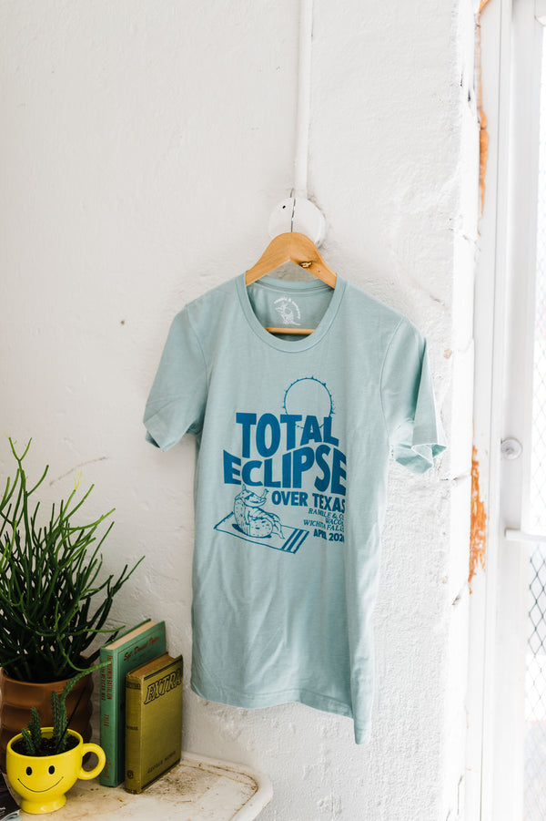 total eclipse over texas | dusty blue tee