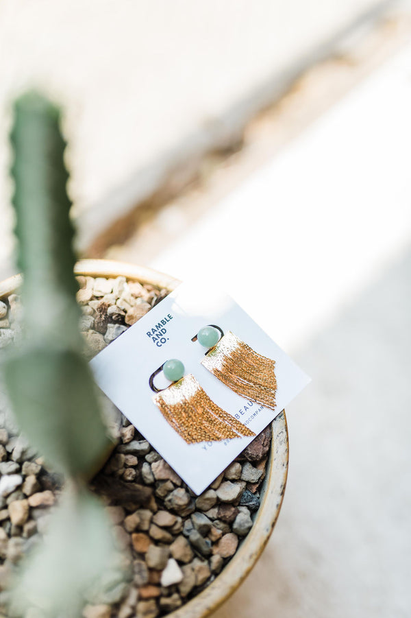 aventurine rubell stud | layer earrings