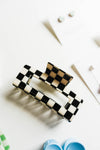 jumbo hair claw | black checkered