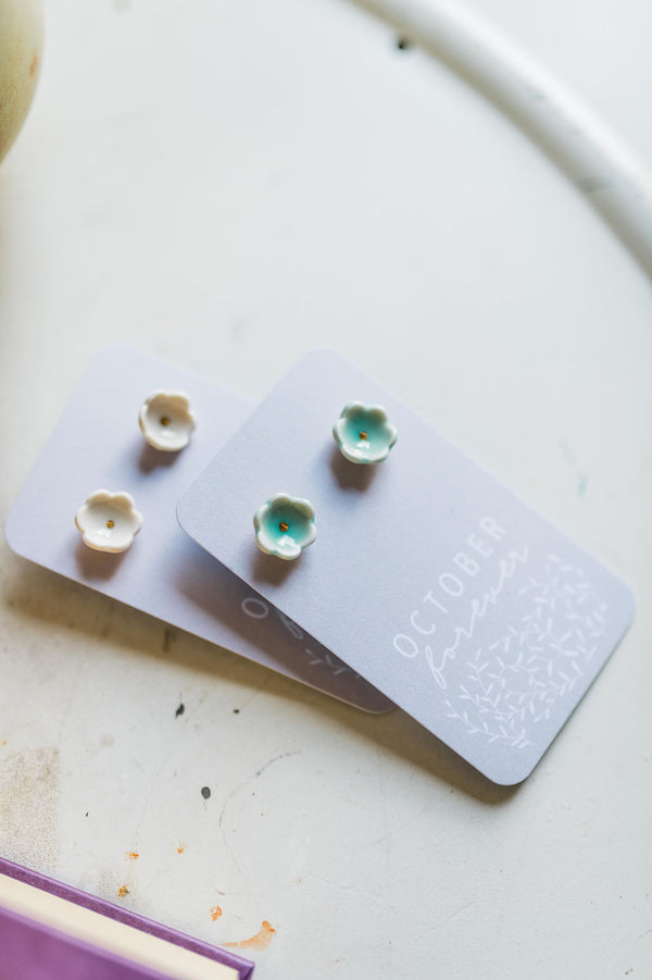 teal blossom | stud earrings