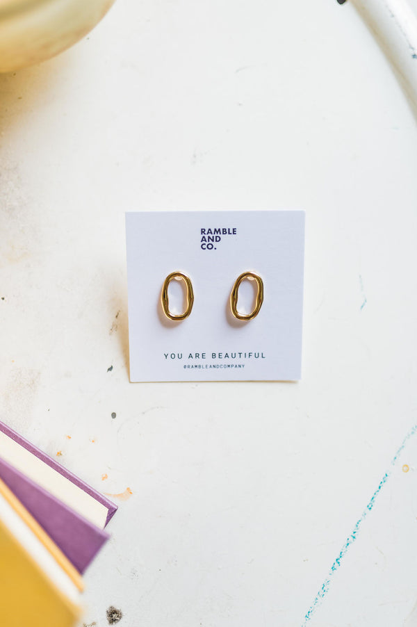 18K gold plated oval | stud earrings