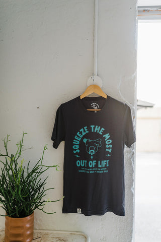 squeeze the most out of life | charcoal tee