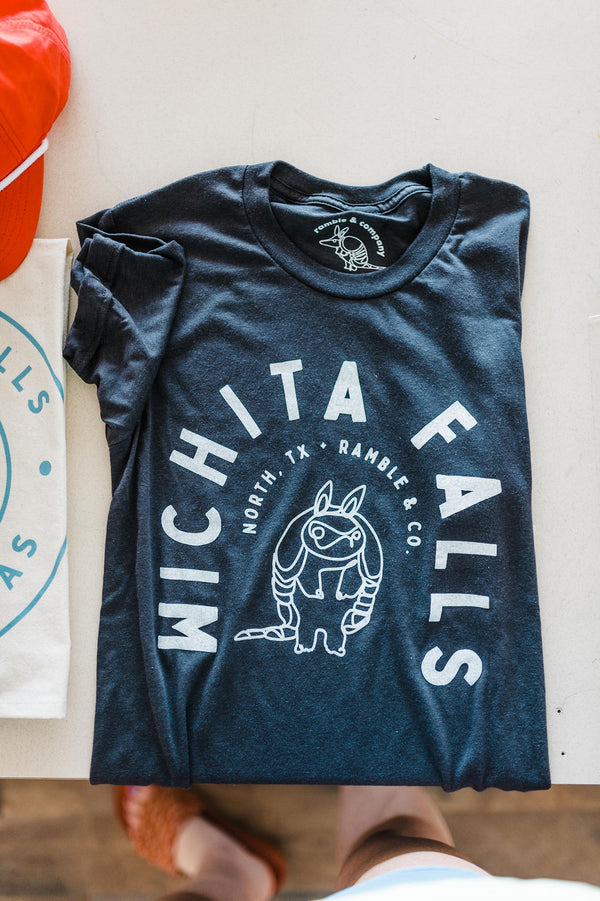 wichita falls armadillo | charcoal tee