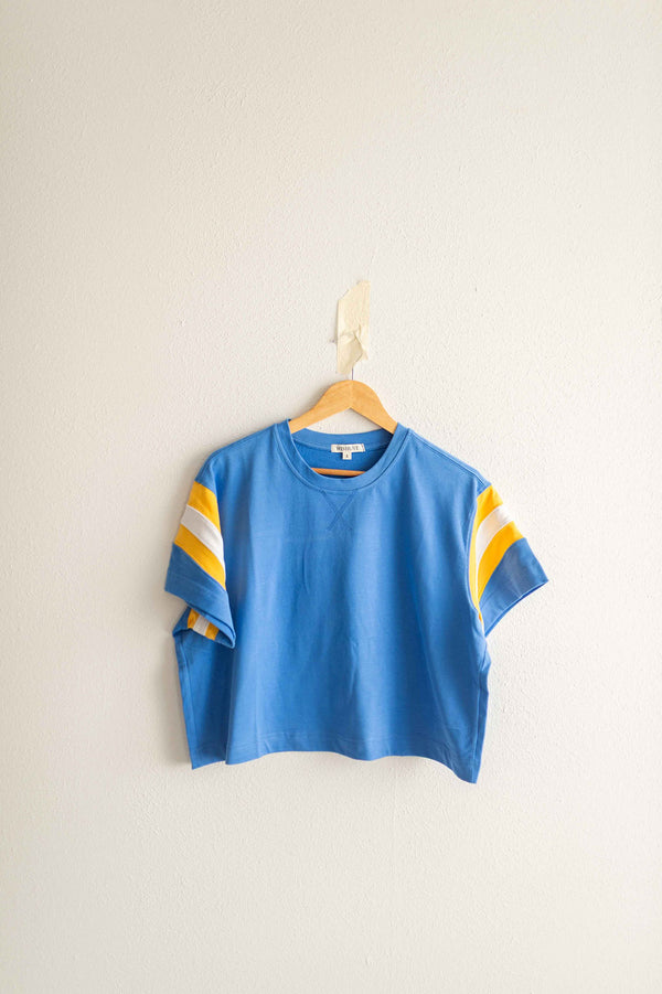 color-block varsity tee | pacific  + lemon