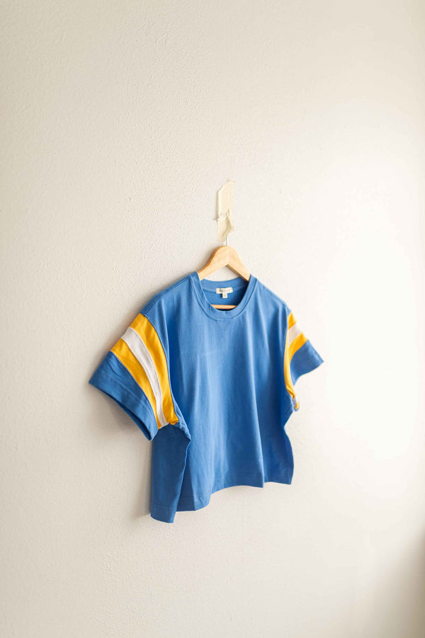 color-block varsity tee | pacific  + lemon