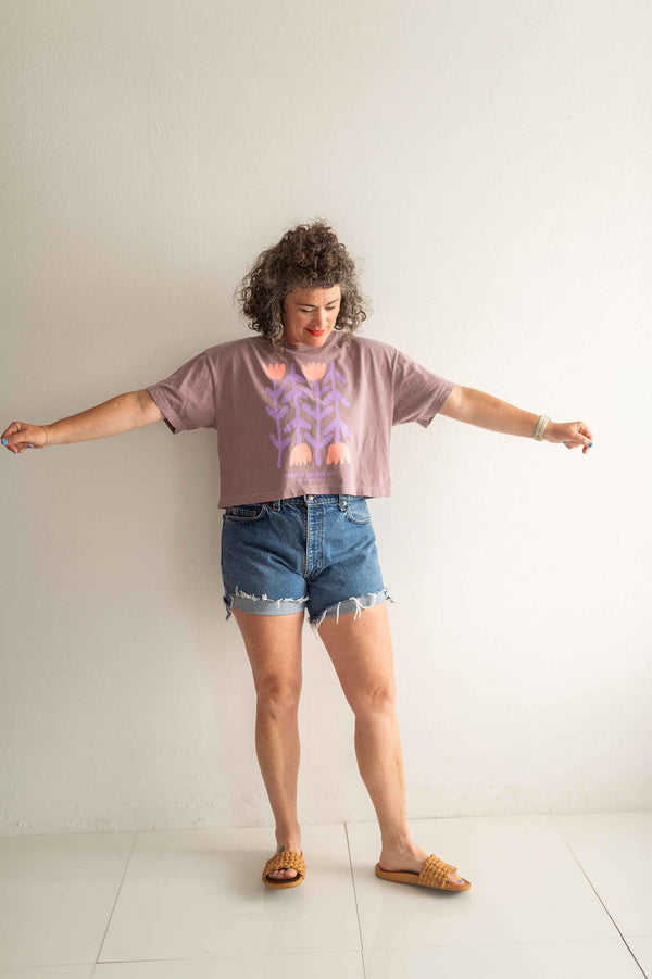 today i choose joy flowers | washed violet crop tee