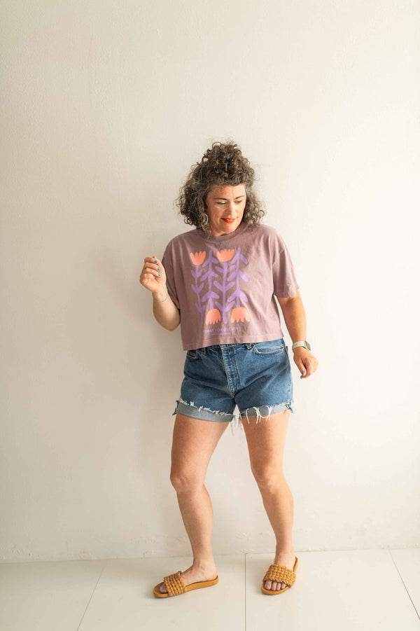 today i choose joy flowers | washed violet crop tee