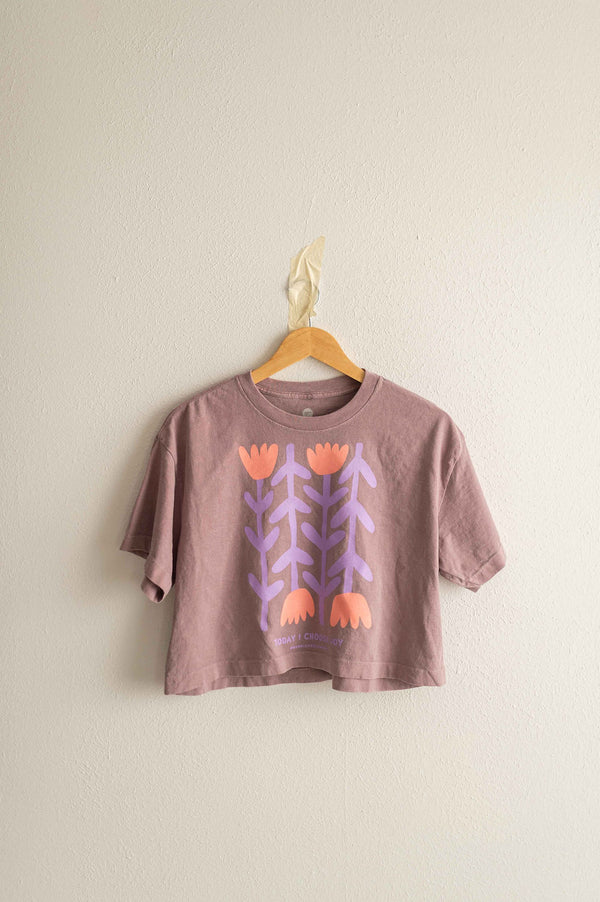 today i choose joy flowers | washed violet crop tee