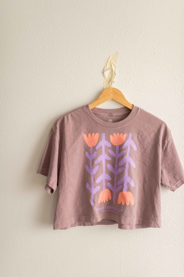 today i choose joy flowers | washed violet crop tee