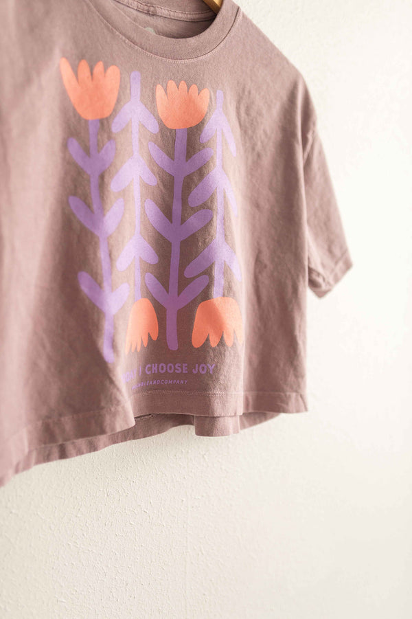 today i choose joy flowers | washed violet crop tee