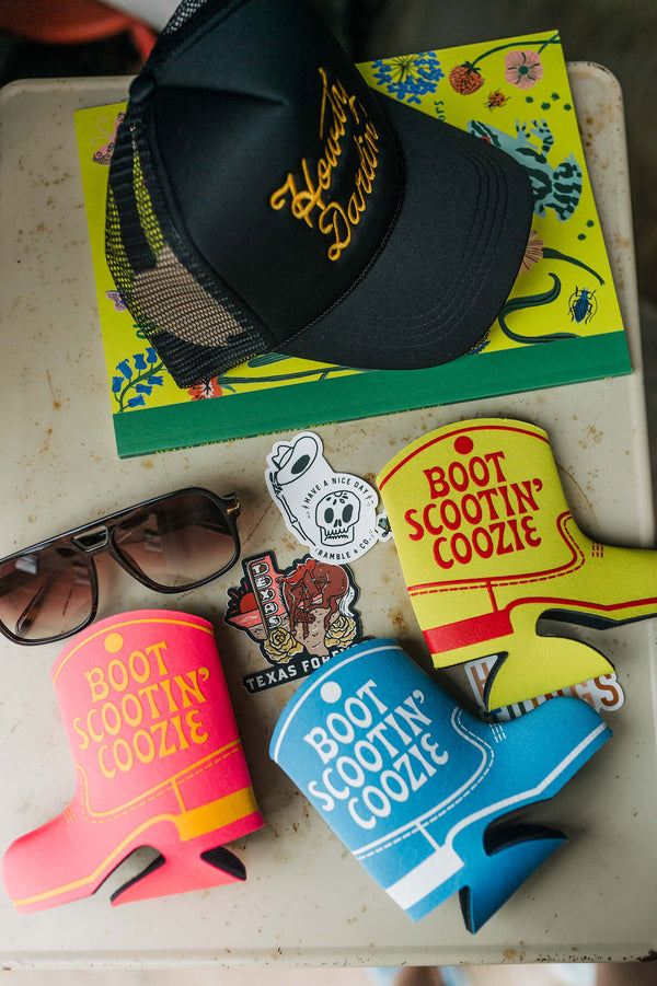 boot scootin' coozie | yellow