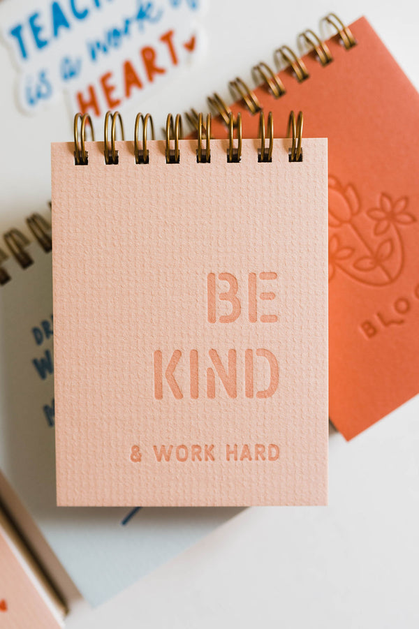 be kind &amp; work hard jotter | mini notebook