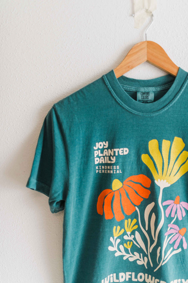 joy wildflower | emerald comfort colors unisex tee